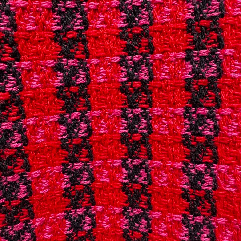 Boohoo Boucle Tweed Tailored Wide Leg Trousers Pants Red Black Pink Checks - Image 4