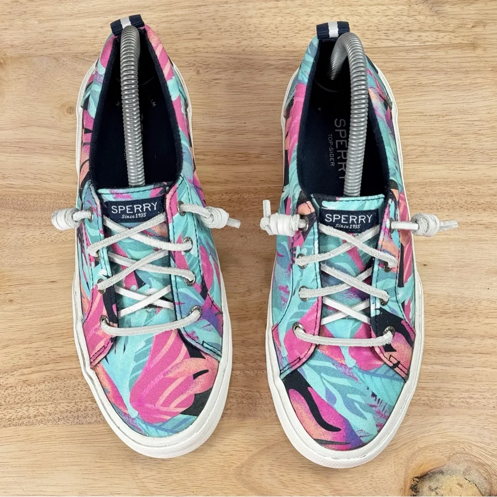 Sperry Pier Wave LTT Tropical‎ Print Lace Up Sneakers Teal Pink Womens 7 - Image 4