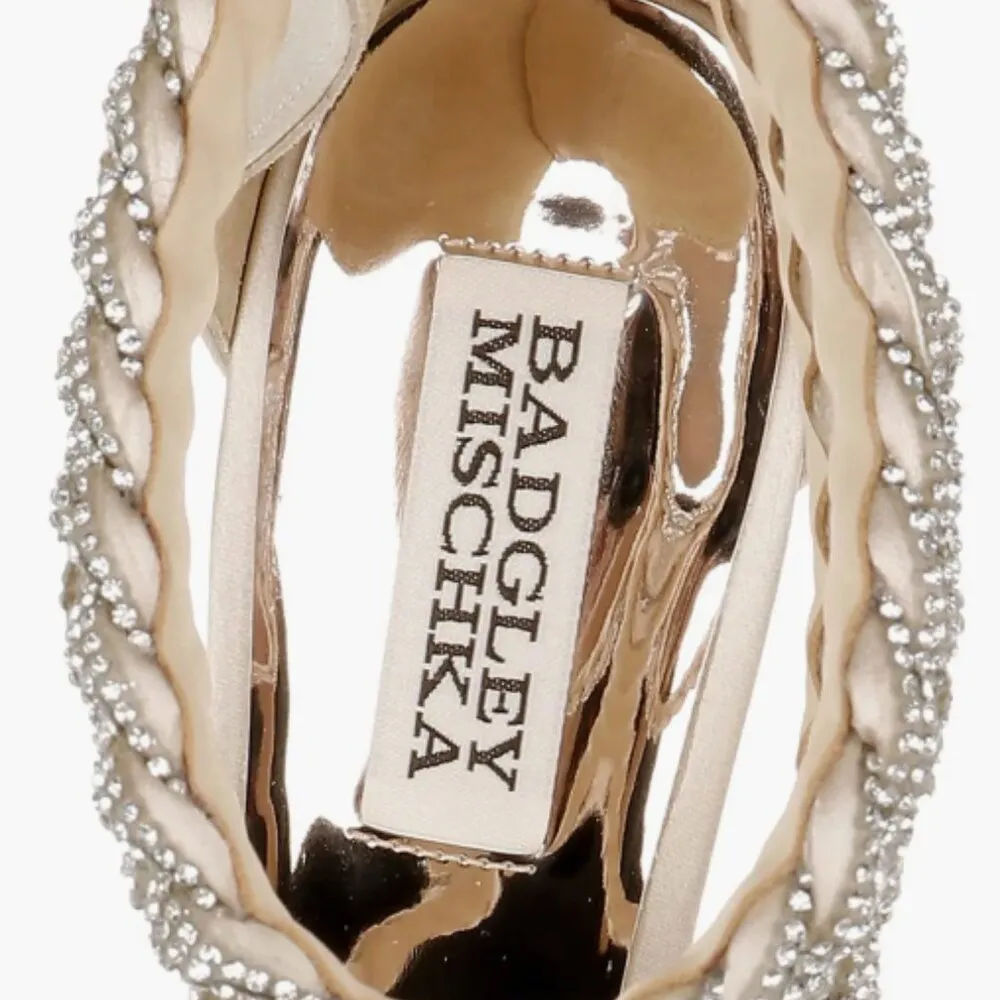 NEW Badgley Mischka Collection Fenix Embellished Ankle Strap Sandal Soft Gold - Image 5