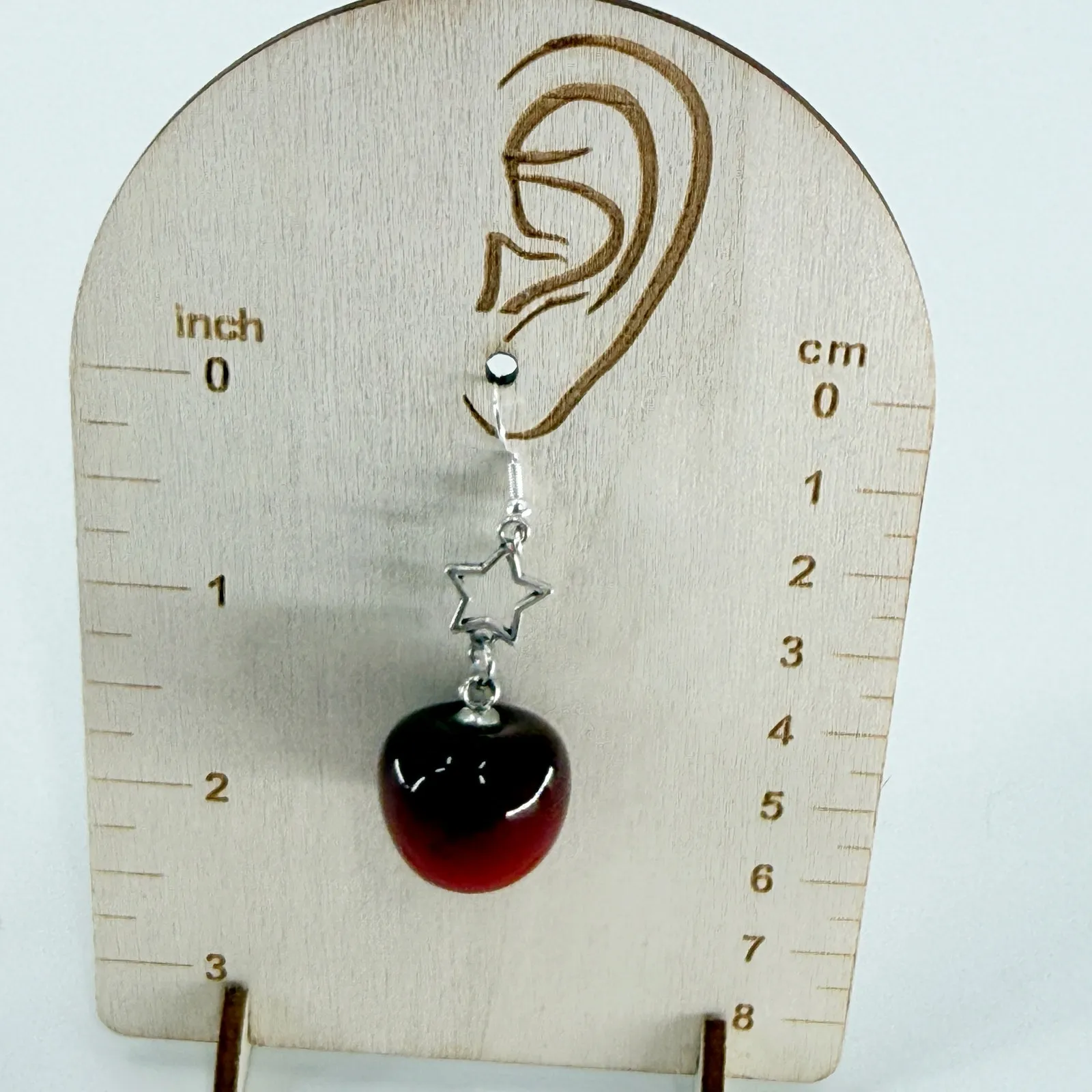 Cherry Star Dangle Earrings, Y2K Earrings Red - Image 3