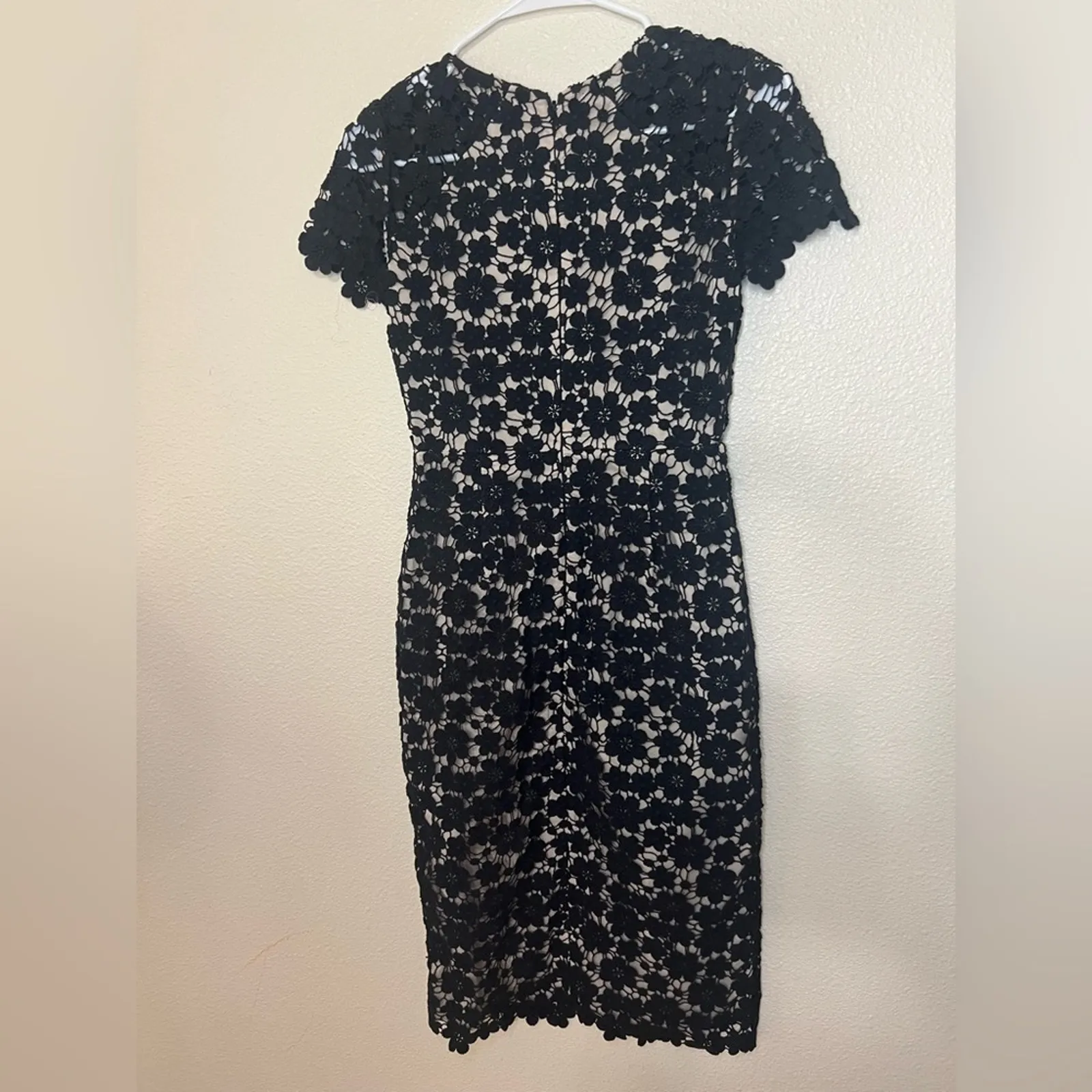 Shoshanna Paulina black floral lace illusion embroidered sheath cocktail dress 0 - Image 4