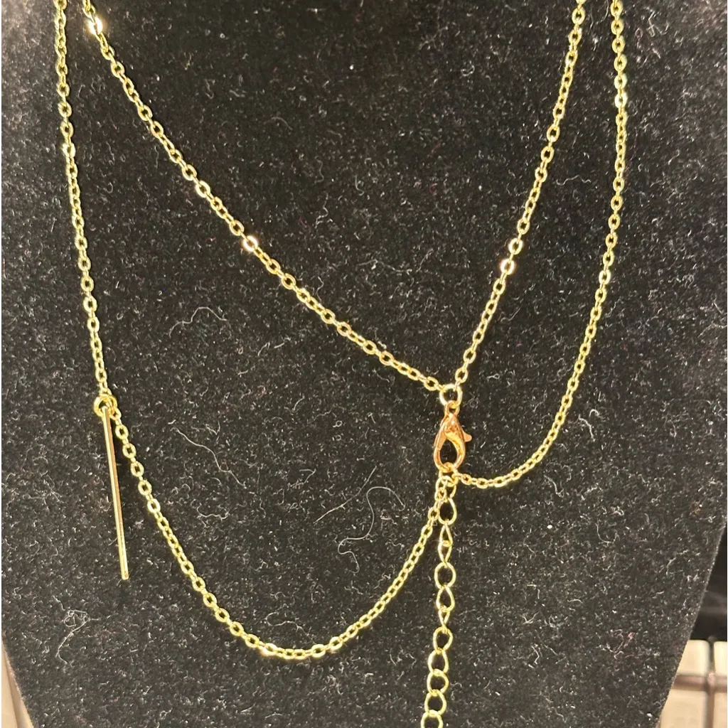 827. Gold Layered circle & Bar Necklace 14 - Image 2