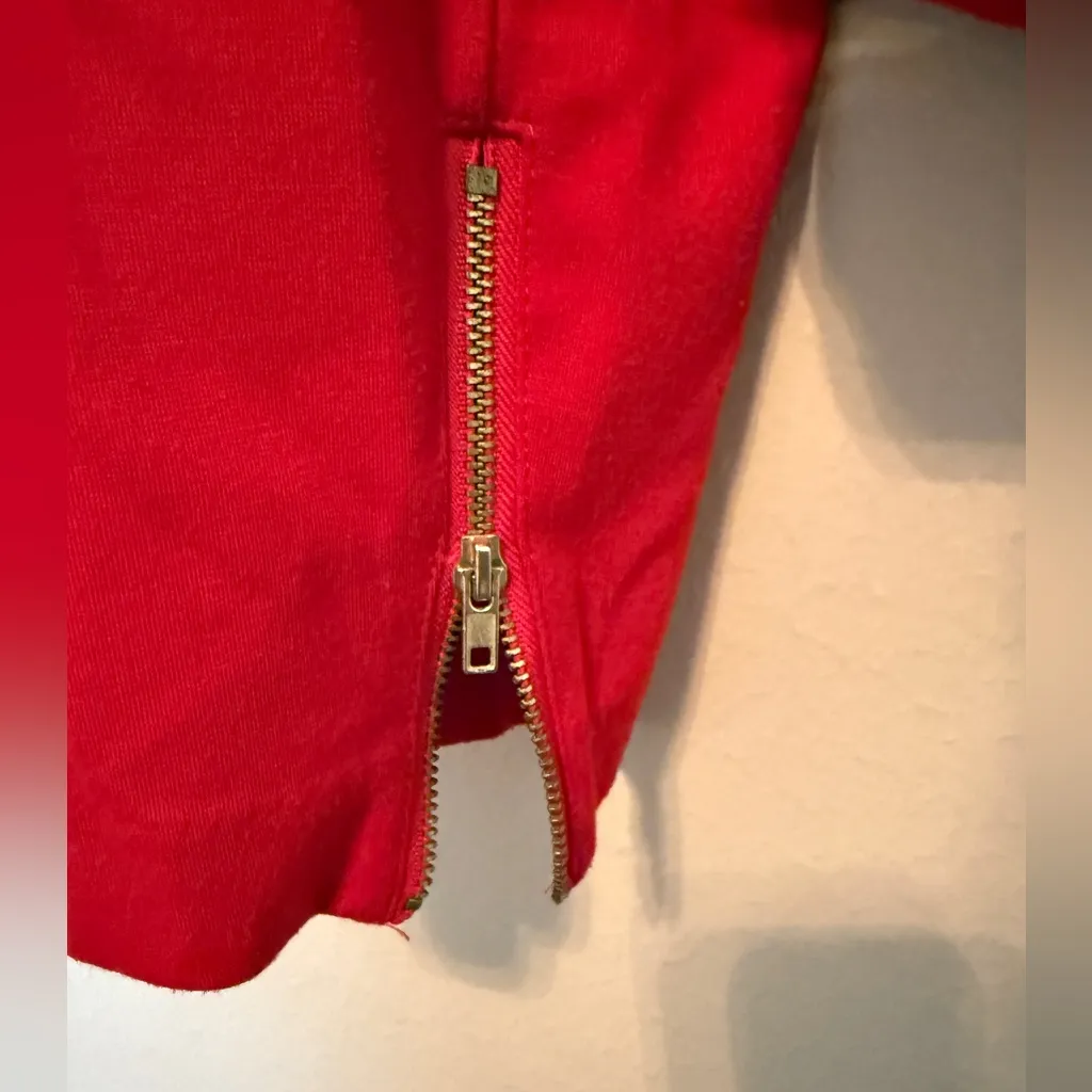 Guess  Open Front Short Blazer Zipper Pockets Red Women’s Large  Festive - Image 5