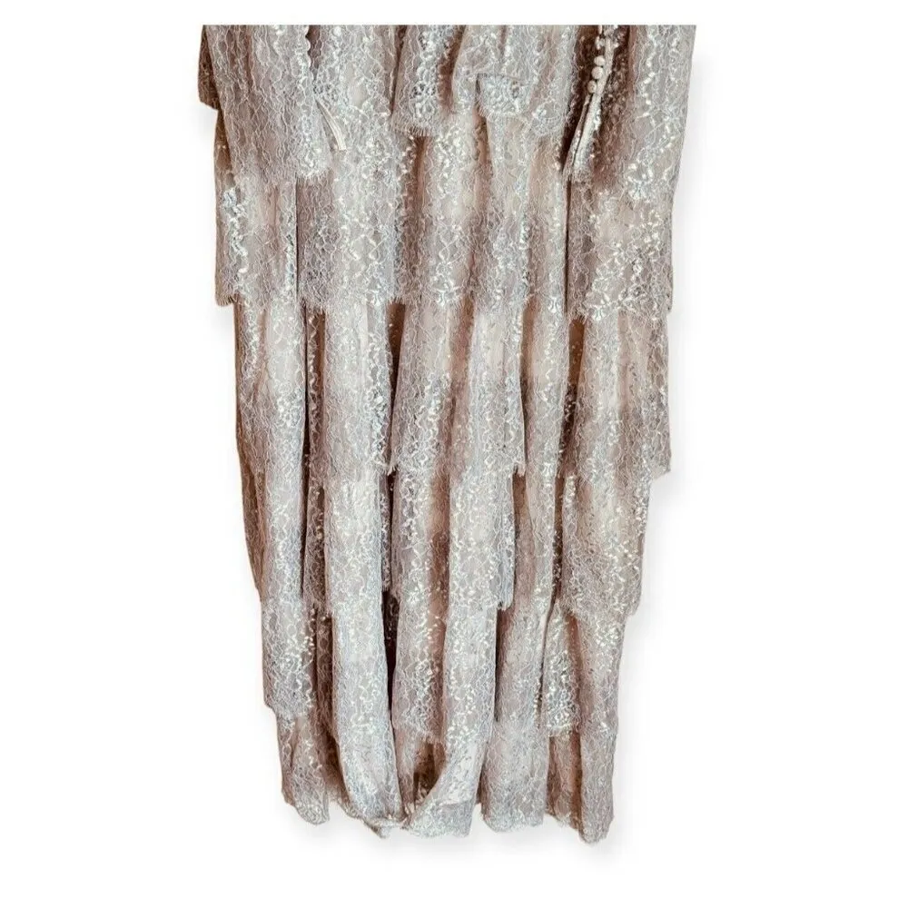 ANTONIO MELANI Born On Fifth Clara Metallic Lace Tiered Ruffled Maxi Dress 10 - Image 8