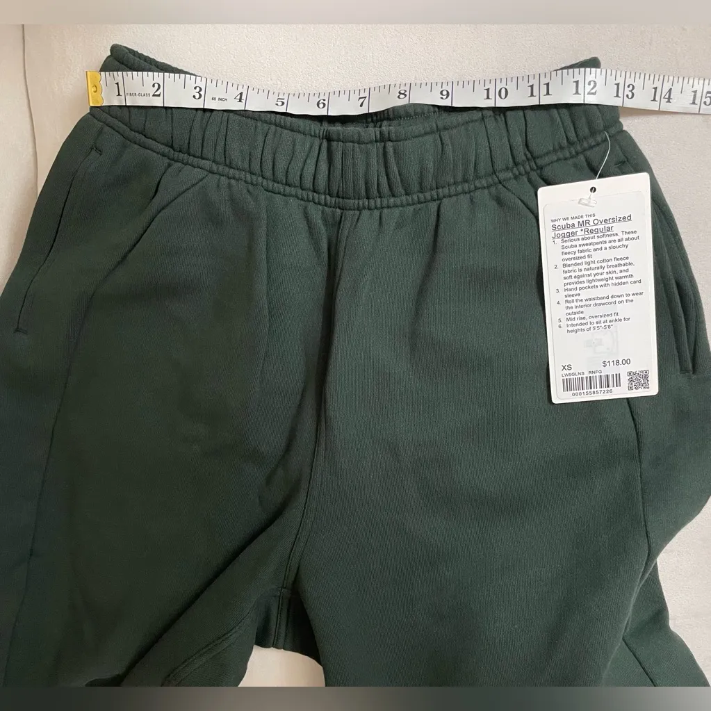 Lululemon NWT Scuba Mid Rise Oversized Fleece Joggers Forest Green Size XS - Image 10
