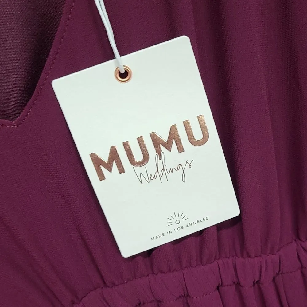 Show Me Your Mumu Emily Merlot Chiffon Maxi Dress Wedding Bridal Size Medium - Image 8
