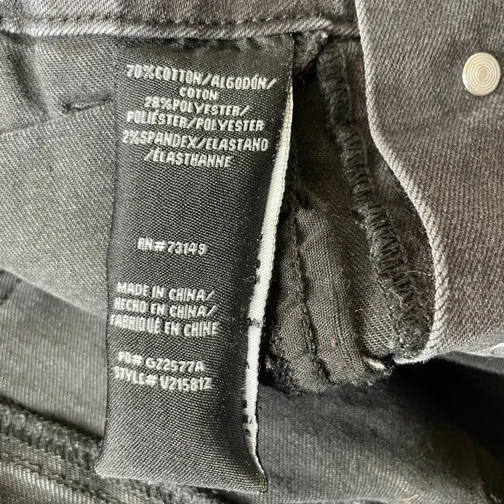 BBJ Women's High Rise Denim Button Fly Side Buttons Acid Wash Skinny Size 7 Black - Image 7