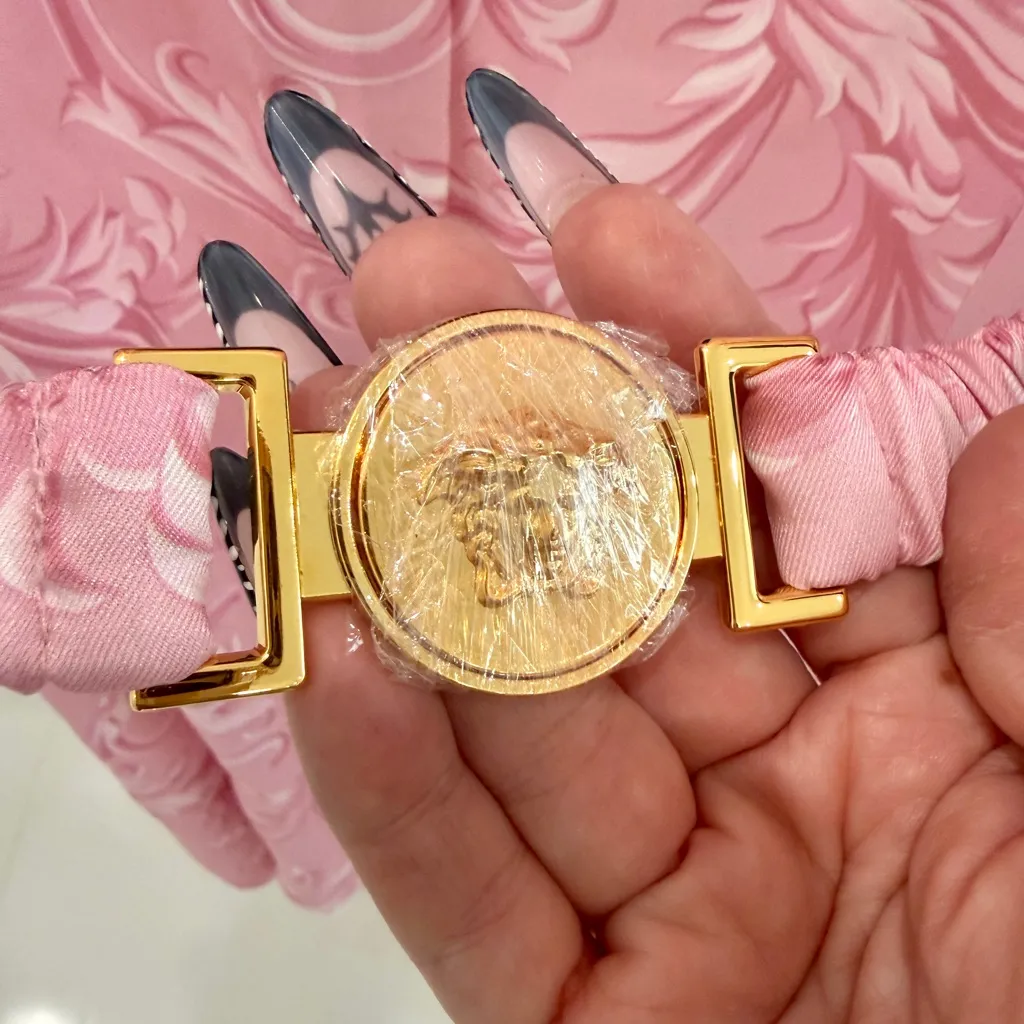 Versace Pink Baroque Print Dress - Image 4