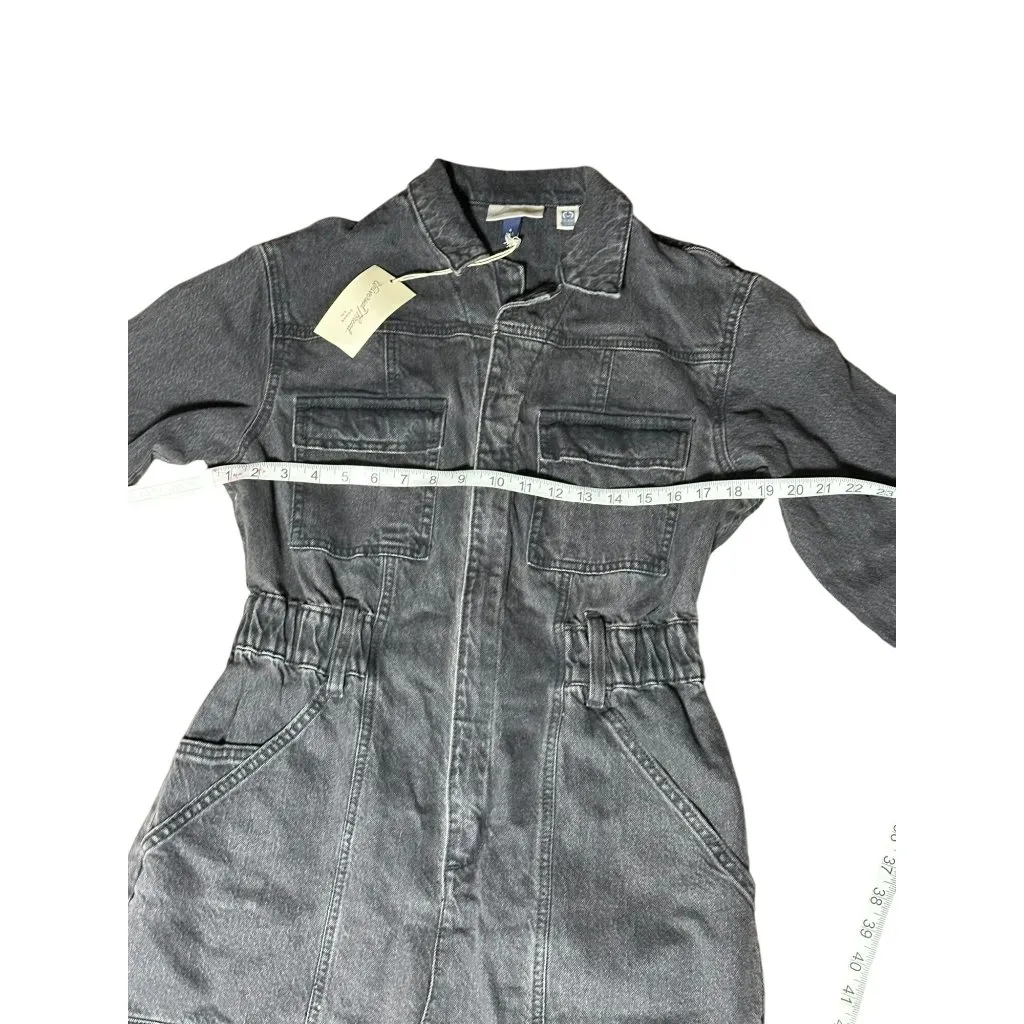 Universal Thread Womens Black Denim Boiler Jumpsuit Size 8 With Pockets Stretch - Image 7