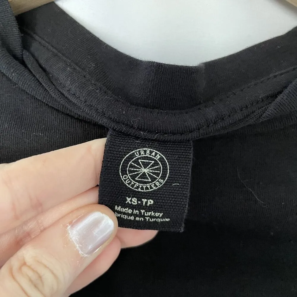 Urban Outfitters Black Long Sleeve Crop Top With Belted Detail goth boho - Image 4