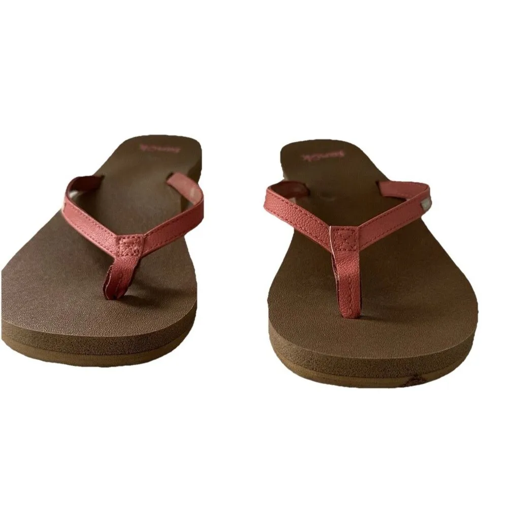 Sanuk Yoga Joy Burnt Coral Women's Flip Flop Toe Post Sandals Size W11 - Image 3