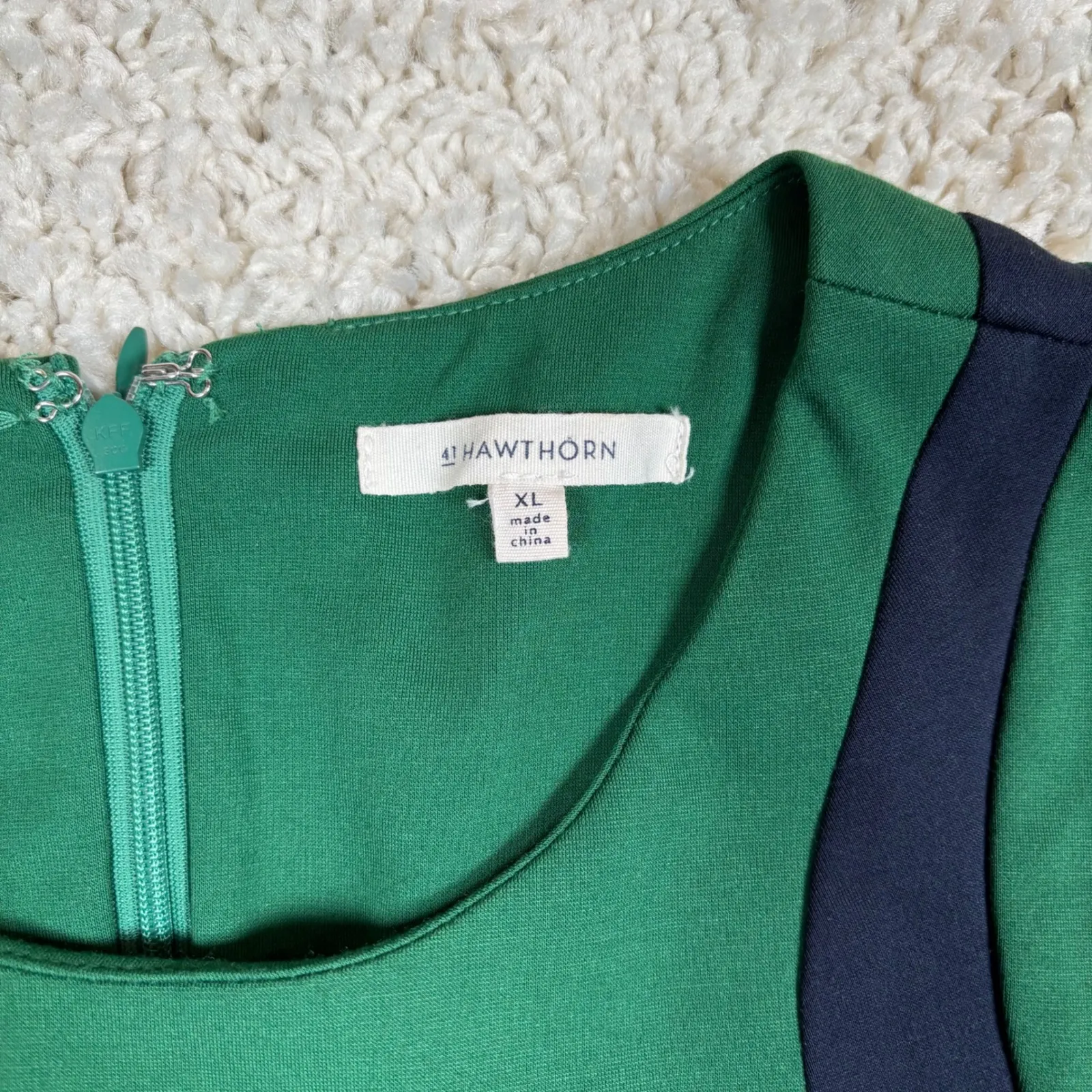 41 Hawthorn Colorblock Sheath Dress Green Navy XL Sleeveless Business Casual - Image 3