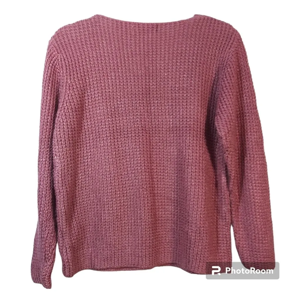 Salvatore Ferragamo Pink Vintage Silk Knit Sweater Long Sleeve Size M - Image 2
