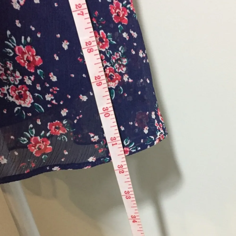 NWOT  Navy Blue Floral Chiffon Cami Dress Mini Tunic Tank New Strappy - Image 5