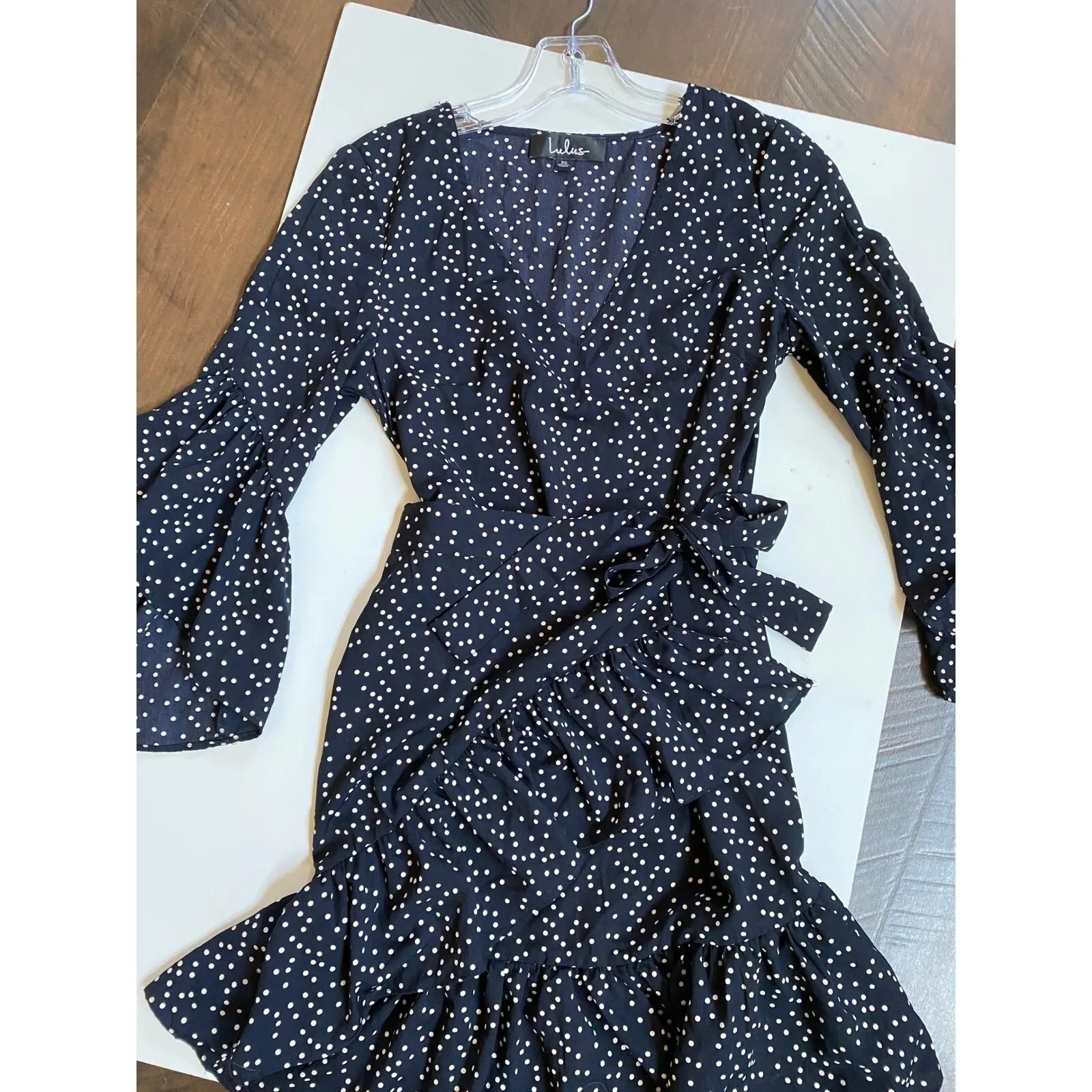 Lulus navy dot ruffle layer dress  S‎ - Image 11
