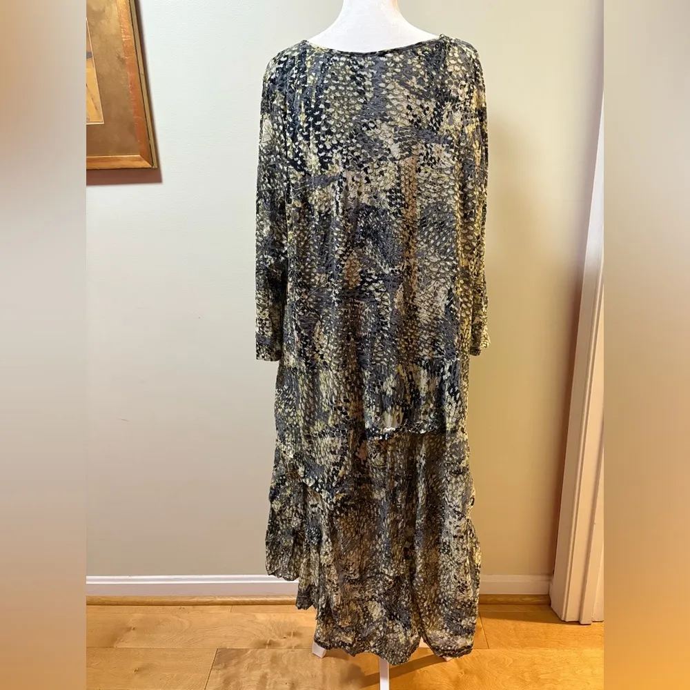 Comfy USA snakeprint mesh euro design long dress gray sz 3X - Image 2