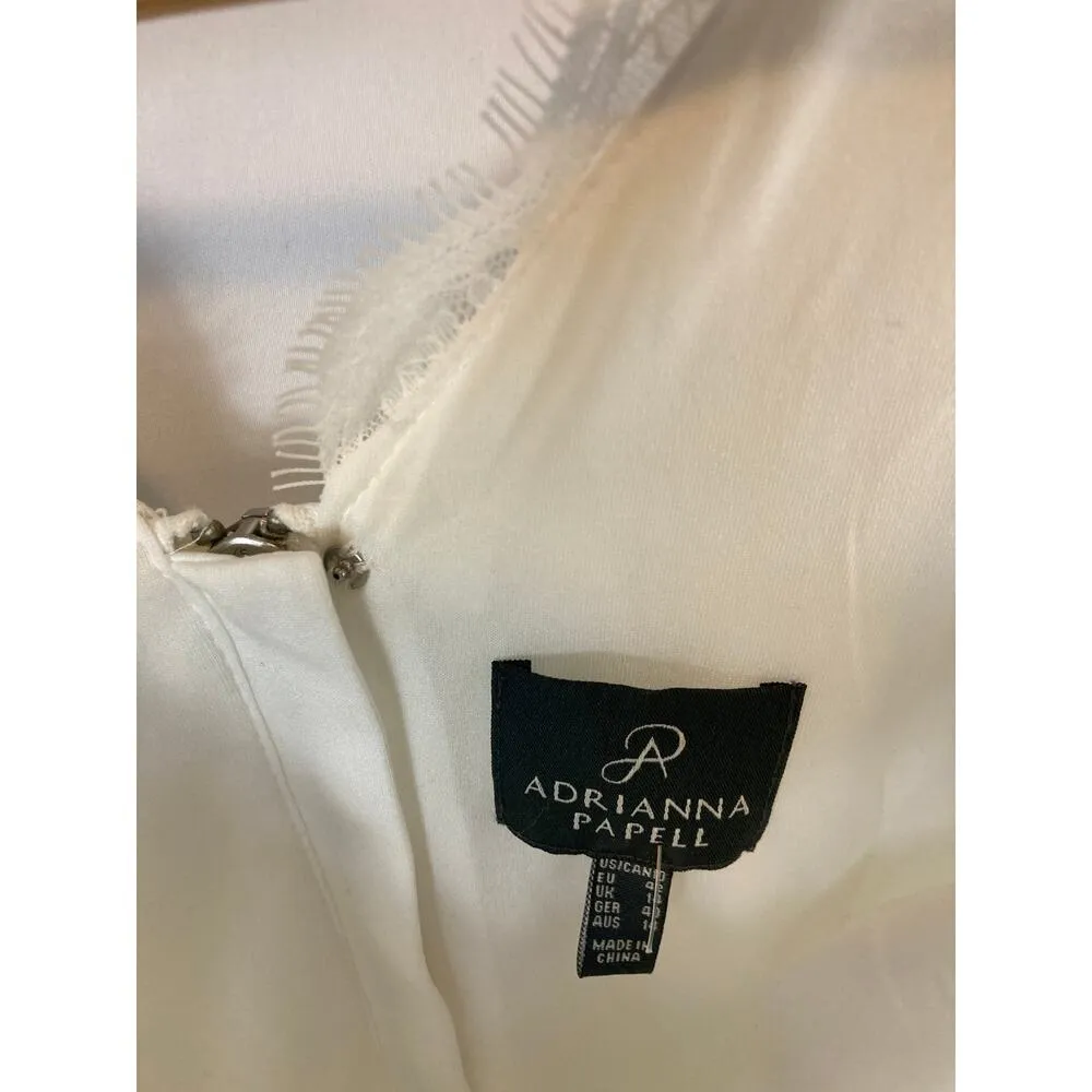 Adrianna Papell Cream Lace Overlay Sheath Dress Size 10 - Image 4