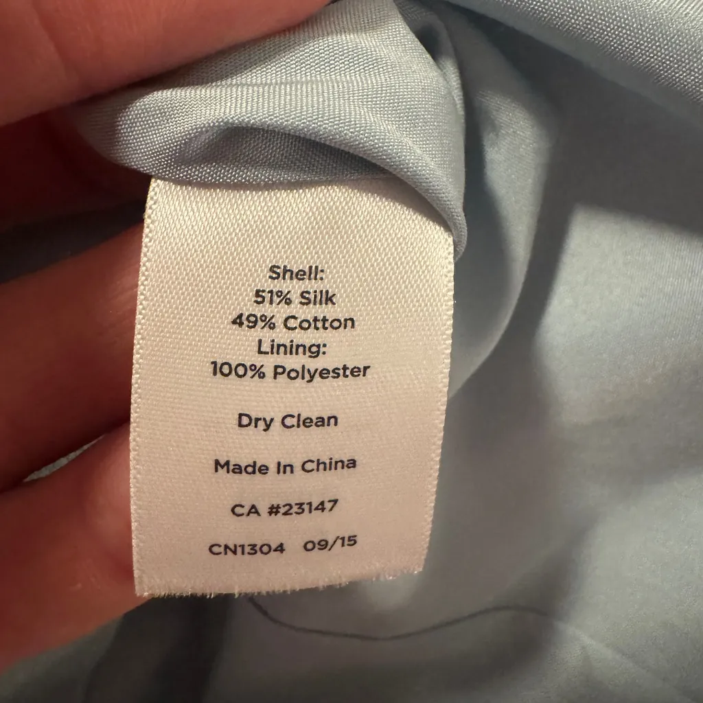 Talbots Petite Silk Light Blue V-Neck Mini Dress - Image 4