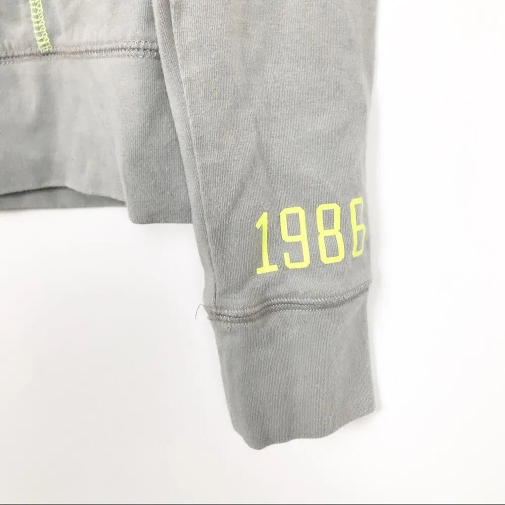 Victoria’s Secret Pink Gray Neon Yellow Quarter Zip Sz XS - Image 5