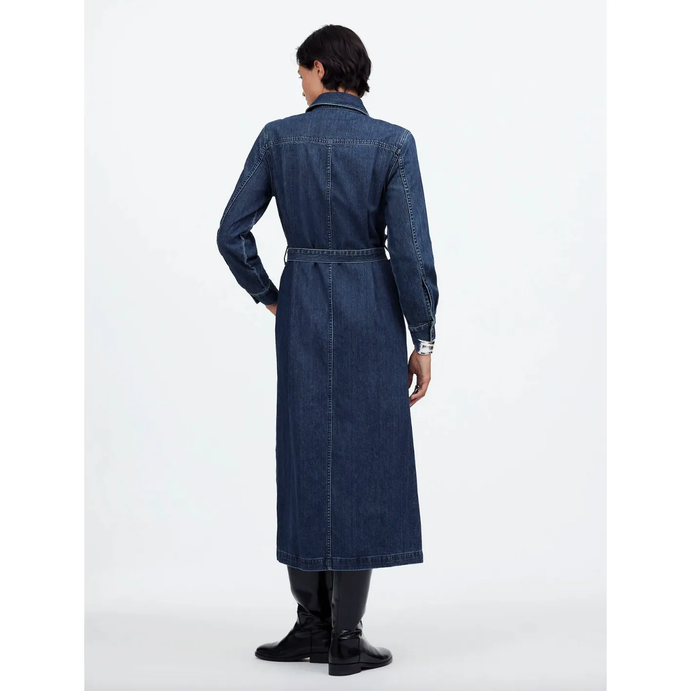 Madewell Denim Tie Waist Midi Shirtdress Avenida Wash Blue Long Sleeve XS NWT - Image 3