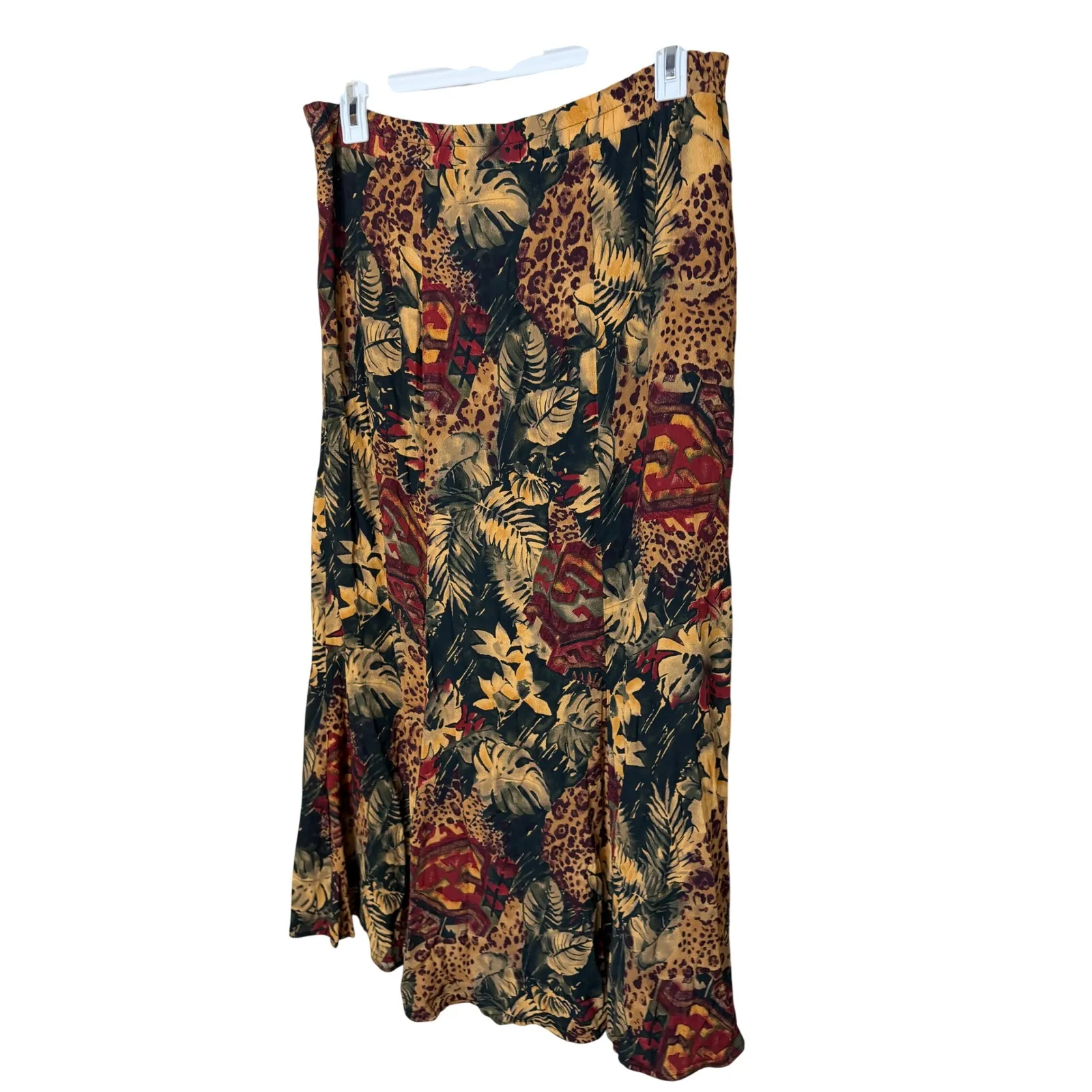 Carole Little Women's 10 Two Piece Set Top Skirt Tropical Leopard Print Rayon Brown - Image 9