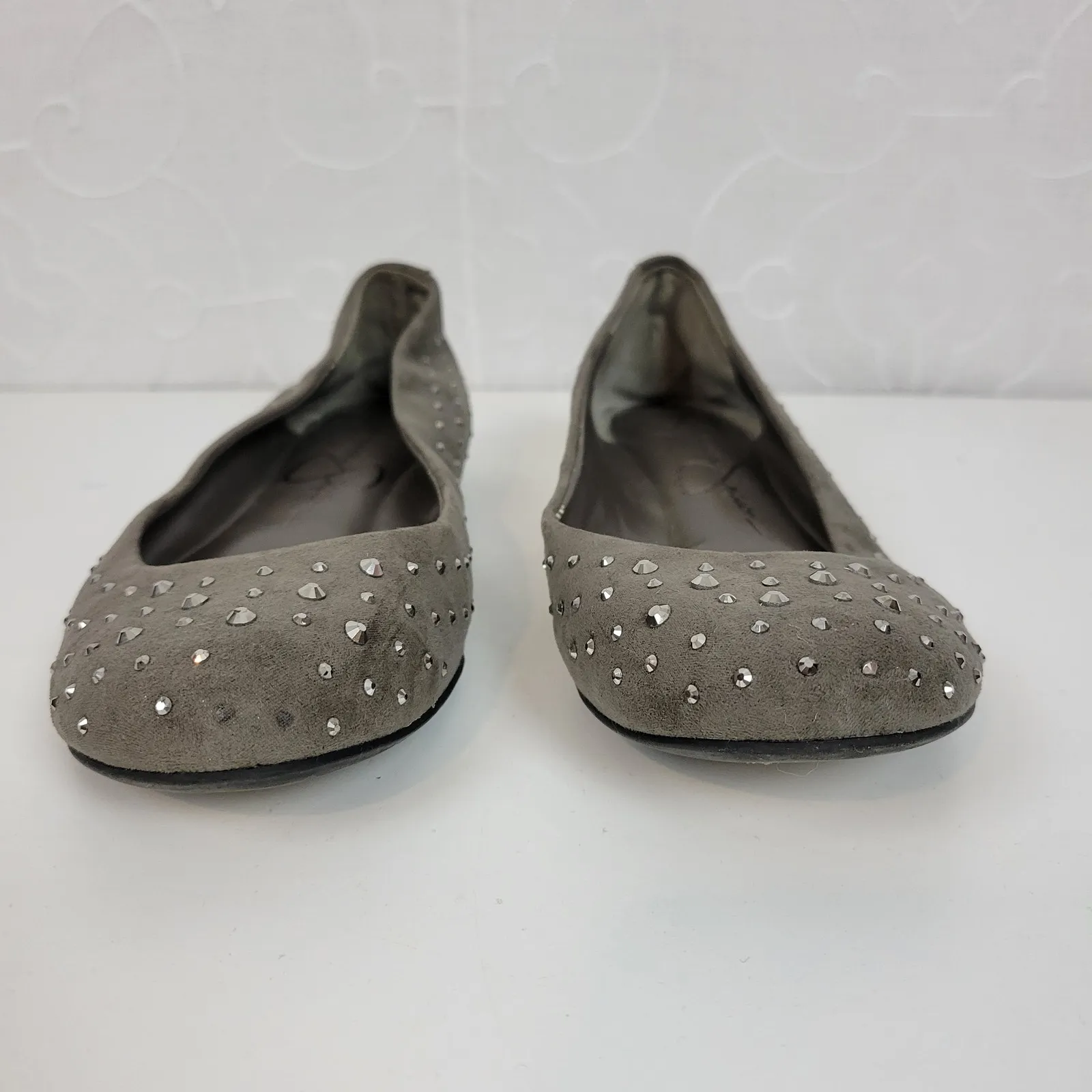 Jessica Simpson Womens Shoes Size 6.5 Gray Suede Studded Slip‎ On Ballet Flats - Image 8