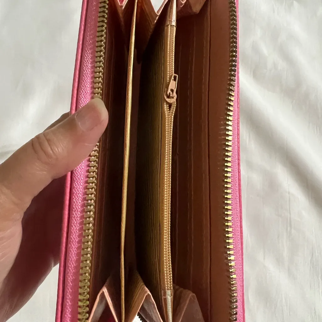 Pink Stitch Wallet with Wrist Strap - Image 4
