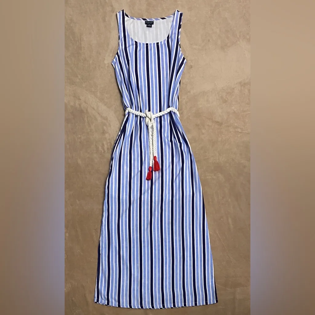 U.S. Polo Assn. Nautical Striped Maxi Dress with a Rope Belt Women’s Medium - Image 2