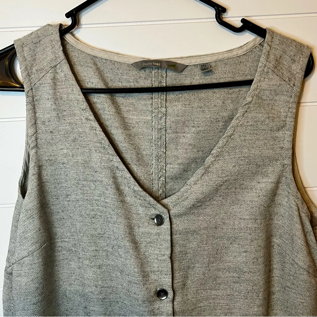 Horny Toad Gray Button-Front Midi Dress Wool Blend Medium Minimalism Casual - Image 6