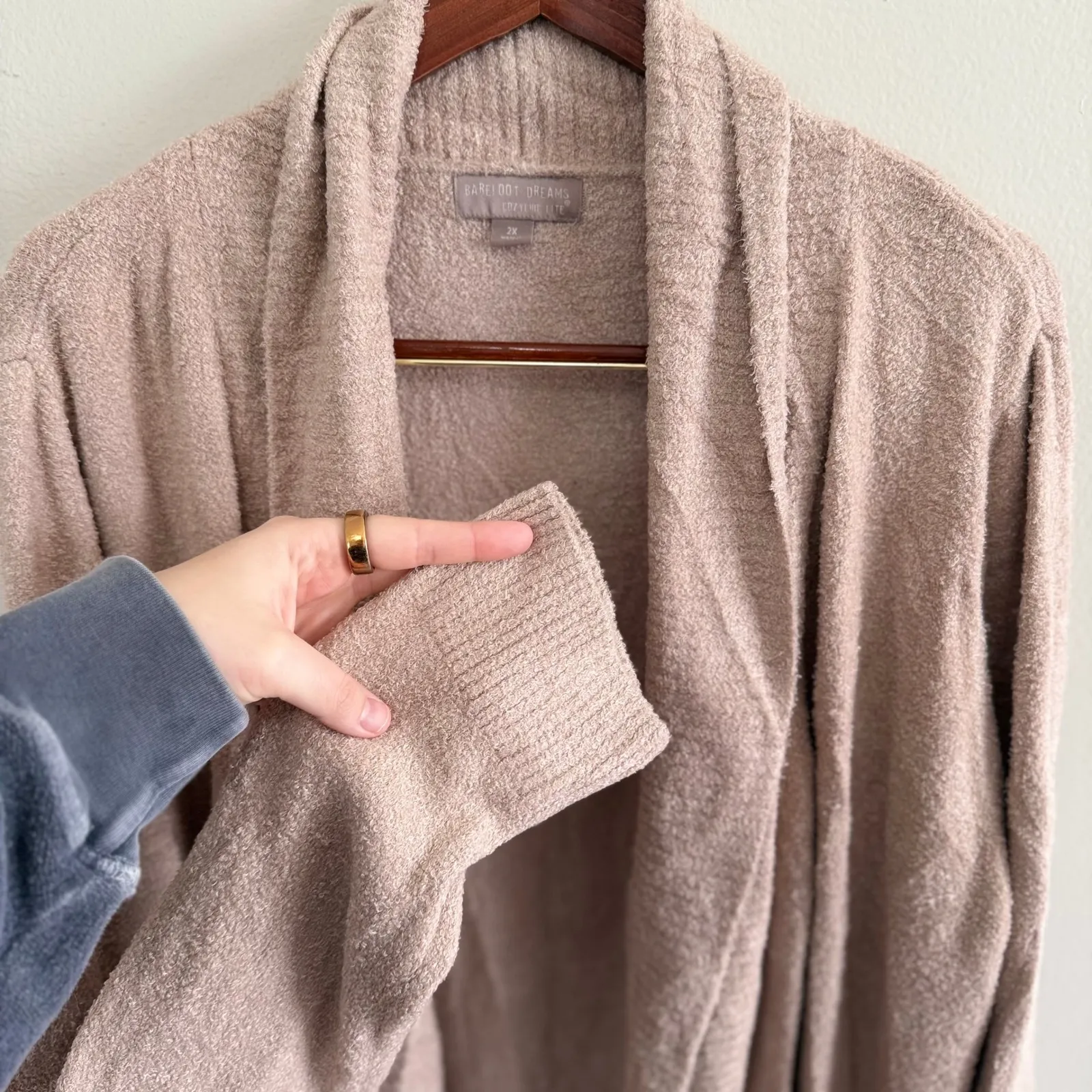 Barefoot Dreams CozyChic Lite Circle Cardi Women's 2XL Taupe Sweater Lounge - Image 6