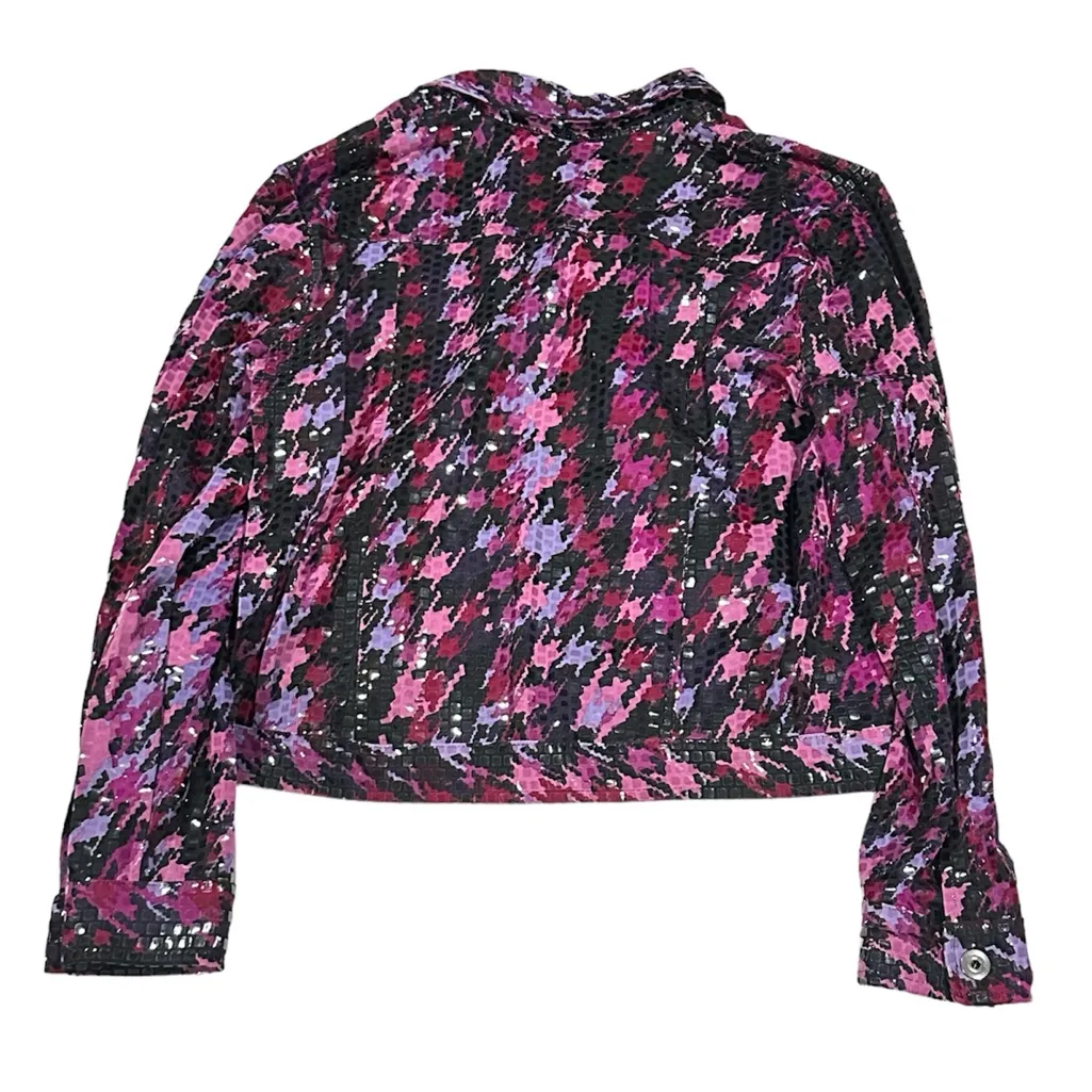 Elementz Shiny Sparkle Button Jean Jacket Shirt Stretch Long Sleeve Women Medium - Image 7