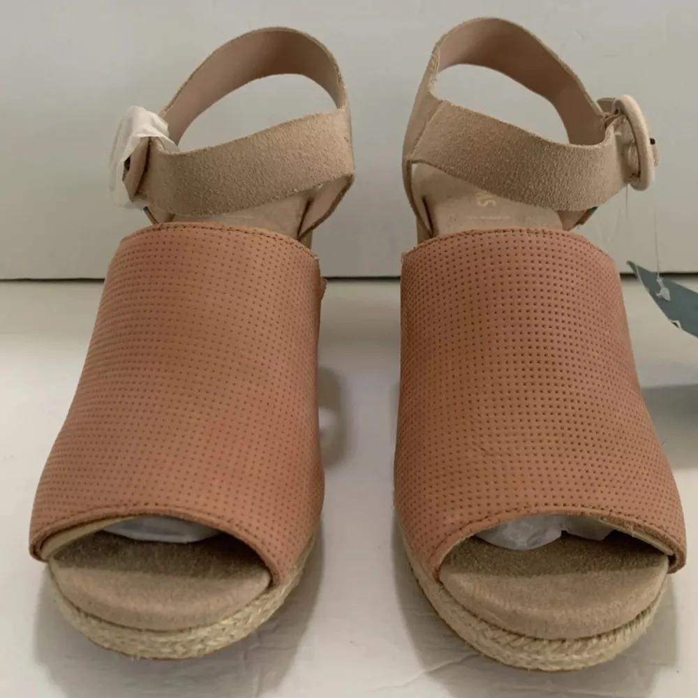 TOMS Tropez Spanish Villa Wedge Heel Sandals Shoes 7.5 New NWT Suede Perforated - Image 12