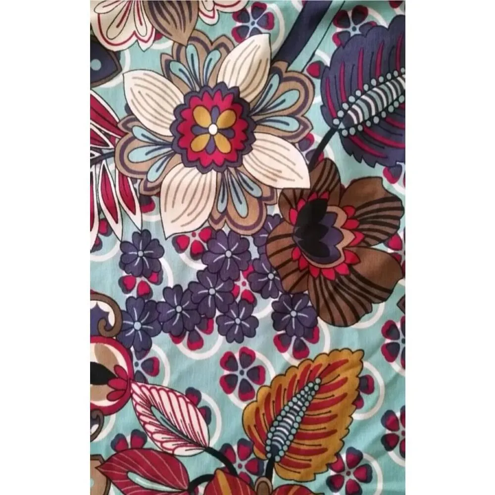 NEW My Story Modcloth Aqua Blue Floral Boho Batwing V-Neck & Back Mini Dress S - Image 4