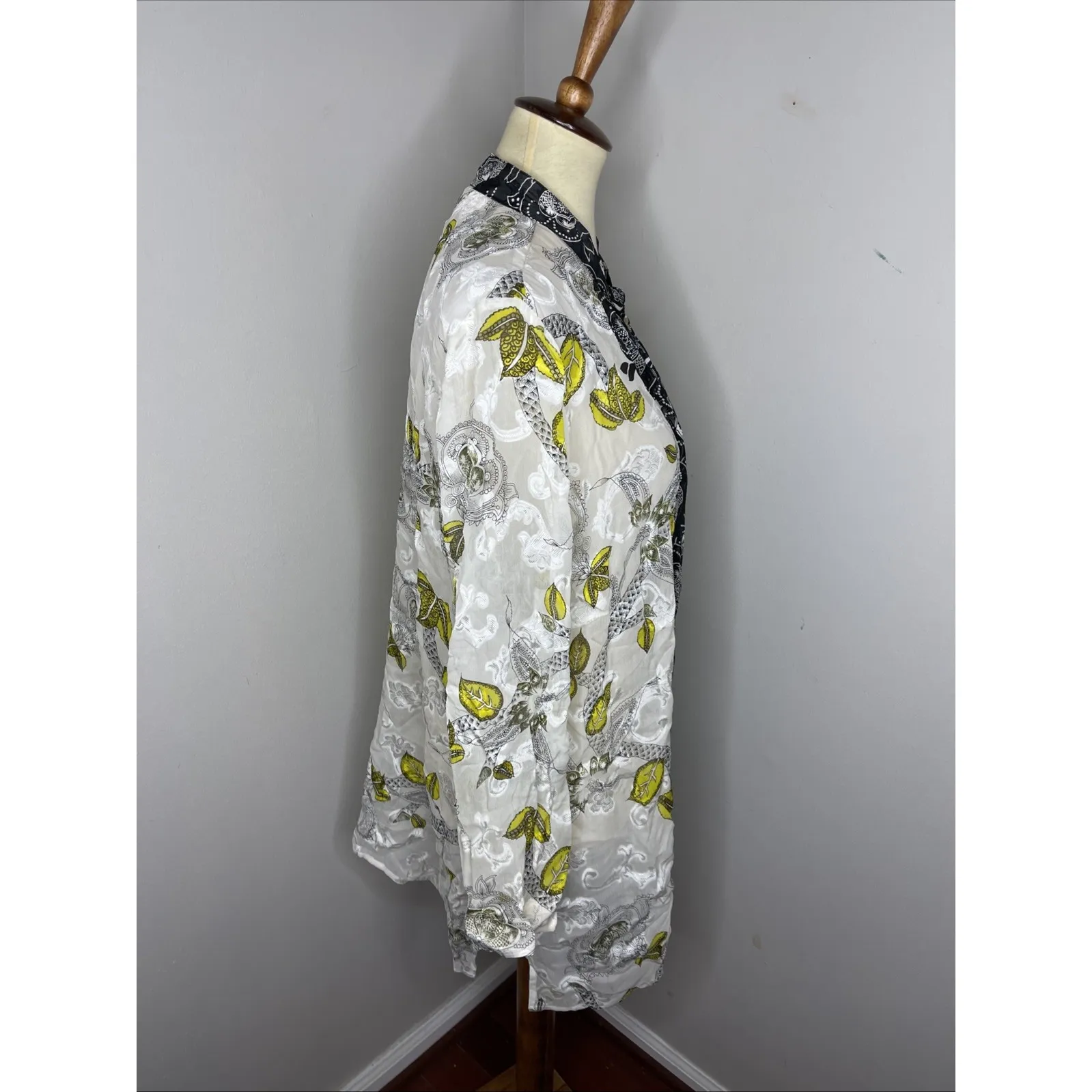 Plus Citron Santa Monica Silk Rayon Black White Tunic Blouse 1X - Image 4