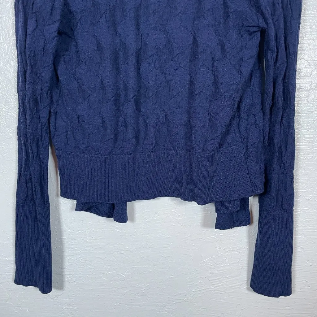 Title Nine Women XL Blue Purple Open Knit Cardigan Washable Wool Drape Front - Image 5