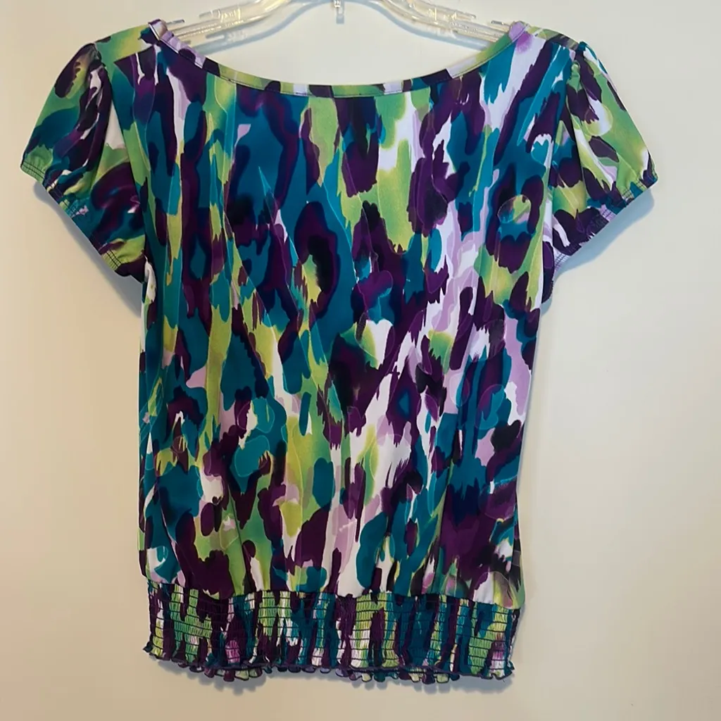 AGB Women's Abstract Multicolor Blouse Blue - Image 2