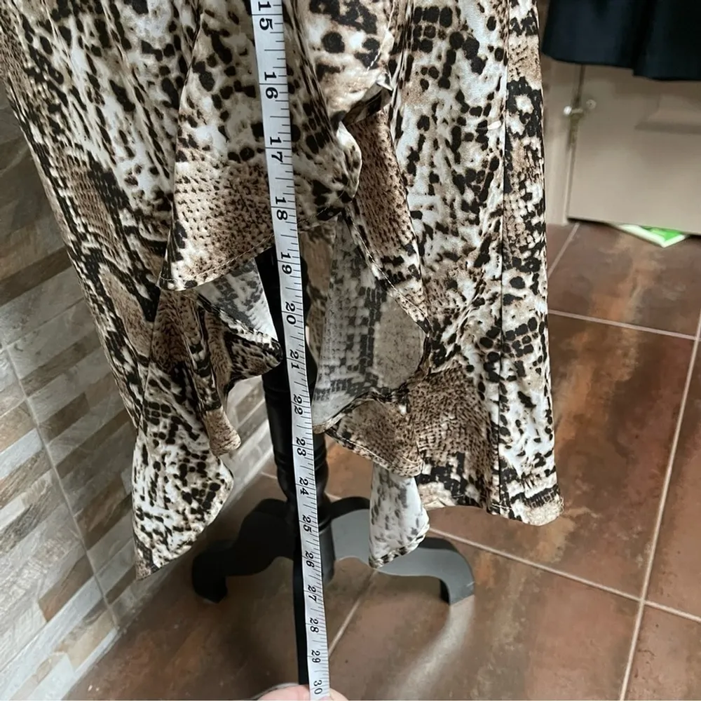 NWT CODE X MODE Womens Snakeskin High-Low Ruffle Skirt Beige Size XS - Image 12