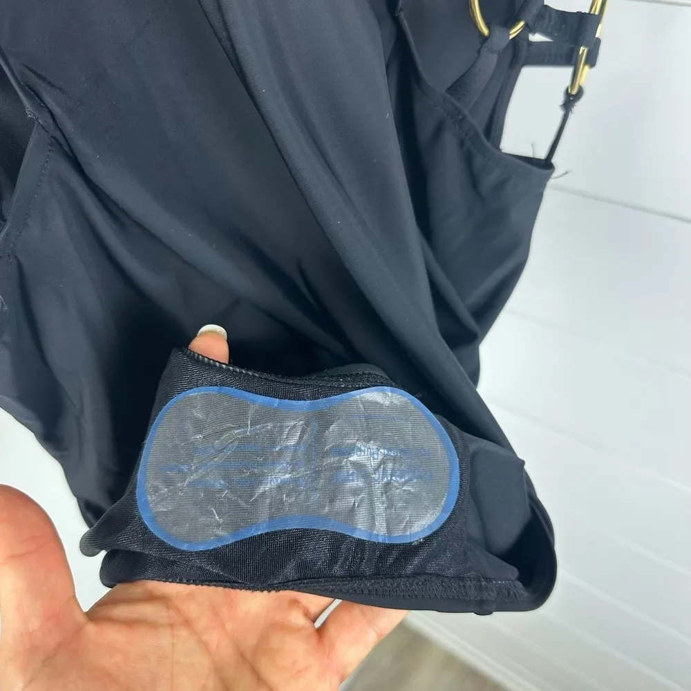 Eloquii One Piece Swimsuit Size 16 W Black NWT Cutout Gold Hardware Underwire - Image 9