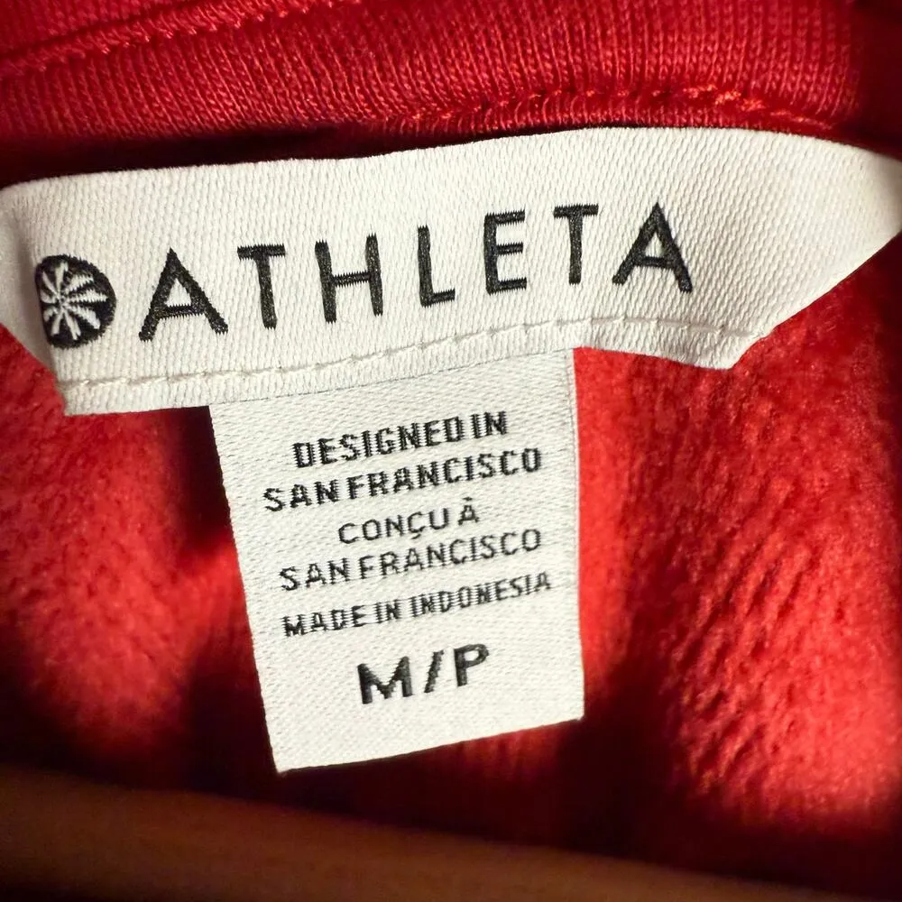 Athleta Cozy Karma Red Asymmetric Zip Mock Neck Sweater Mini Dress Size Medium - Image 10