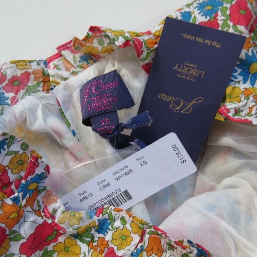 NWT J.Crew Tiered Dress in Cerise Blue Liberty® Poppy and Daisy Print Floral XS - Image 4