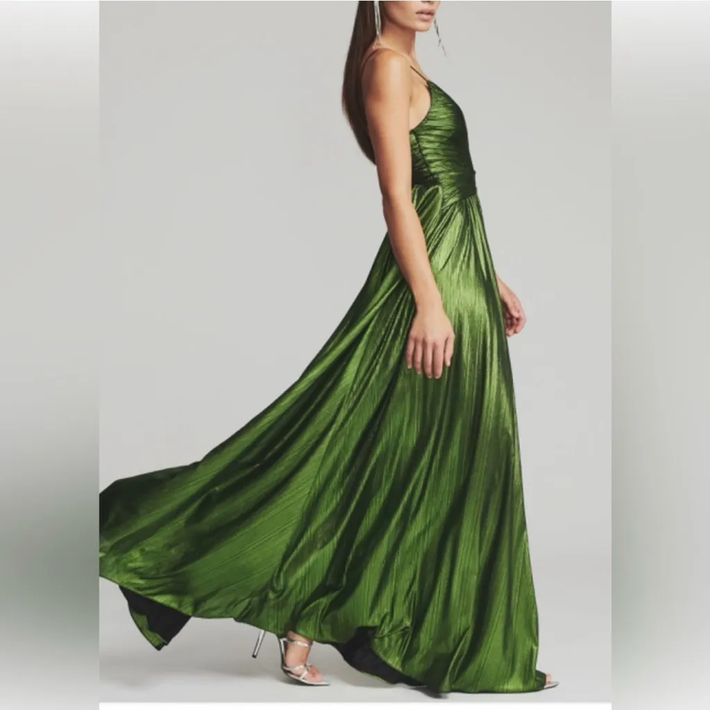Retrofete Doss Metallic Green Maxi Formal Dress Size XS - Image 10