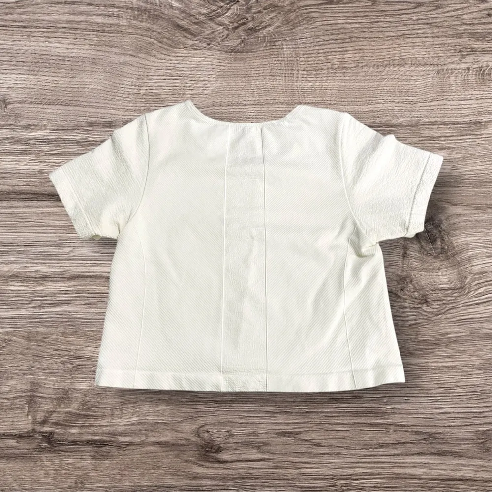 ATHLETA SHORTCUT CROP TEE bright white FITTED shirt top t-shirt S - Image 2