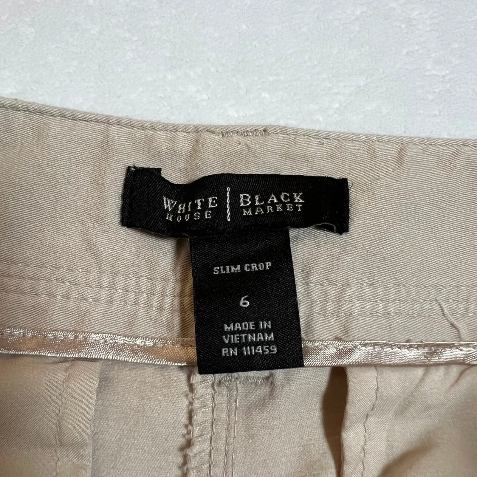 White House Black Market Slim Crop Pants Size 6 Office Neutral Stretch Classic - Image 4