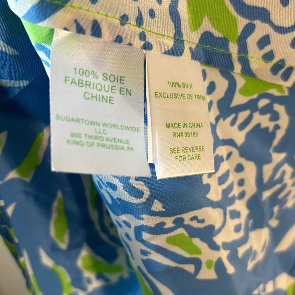 Lilly Pulitzer 100% silk tank in Green/blue/white size XXS. Preppy Travel  Vacay - Image 6