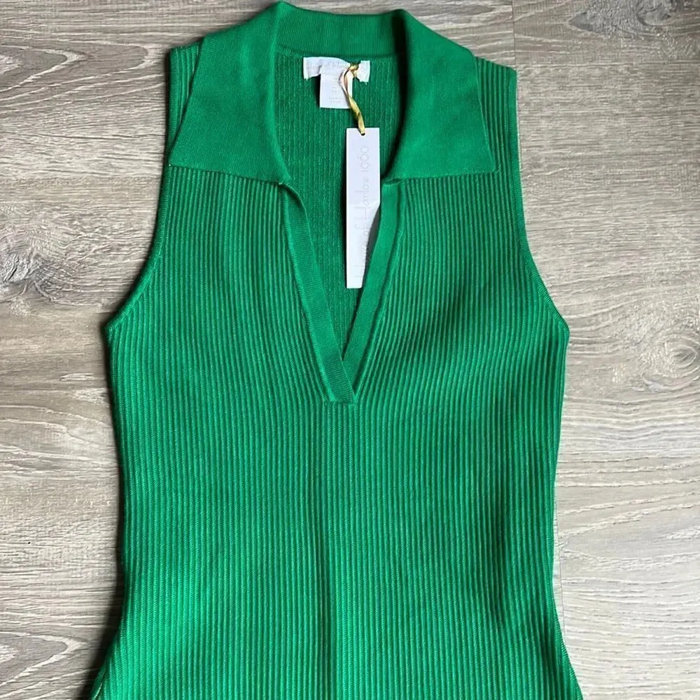 NEW HOUSE OF HARLOW Ribbed Collared Dress Sculpt Knit Polo Dress - Image 5