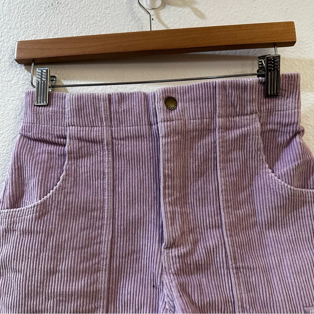 Hammies Women's High Waisted Elastic Waist Lavender Corduroy Shorts Size 26 Purple - Image 4