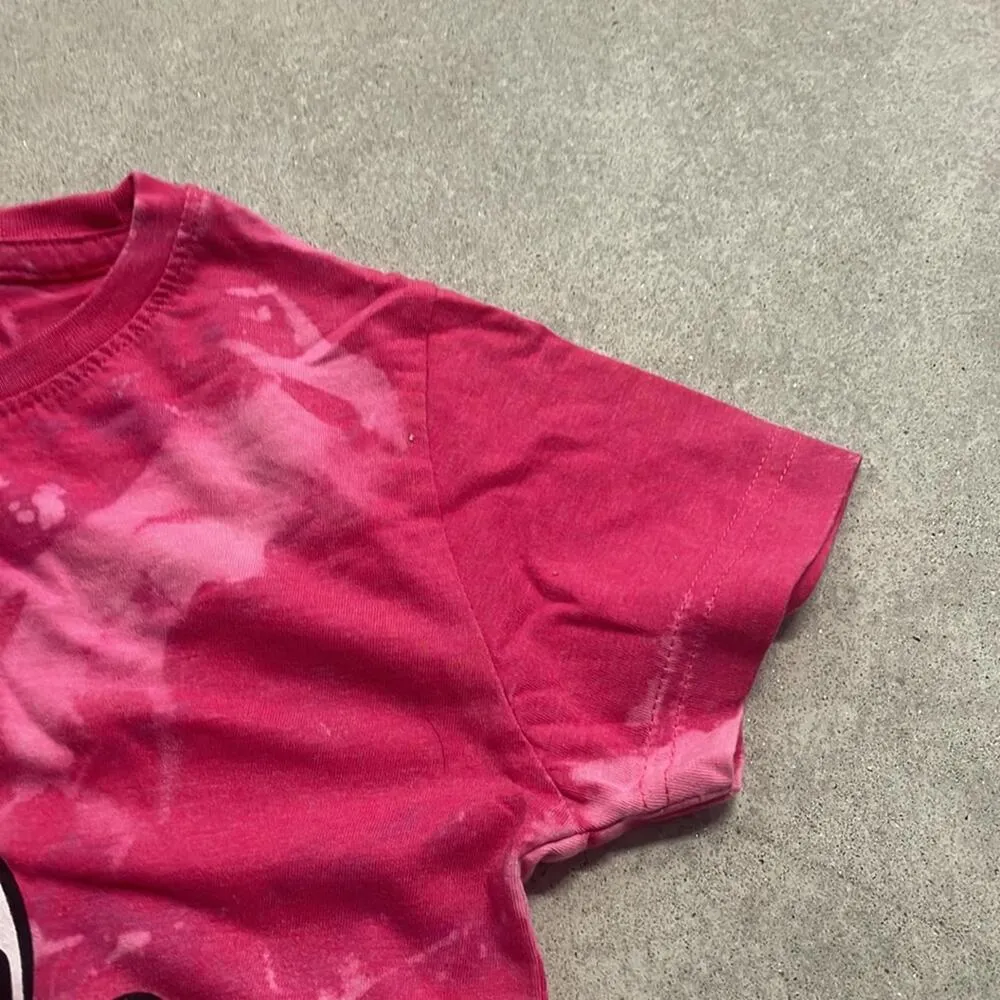 Disney Pink Bleach Tie-Dye Short Sleeve Fitted Graphic Shirt Mickey Mouse - Image 3
