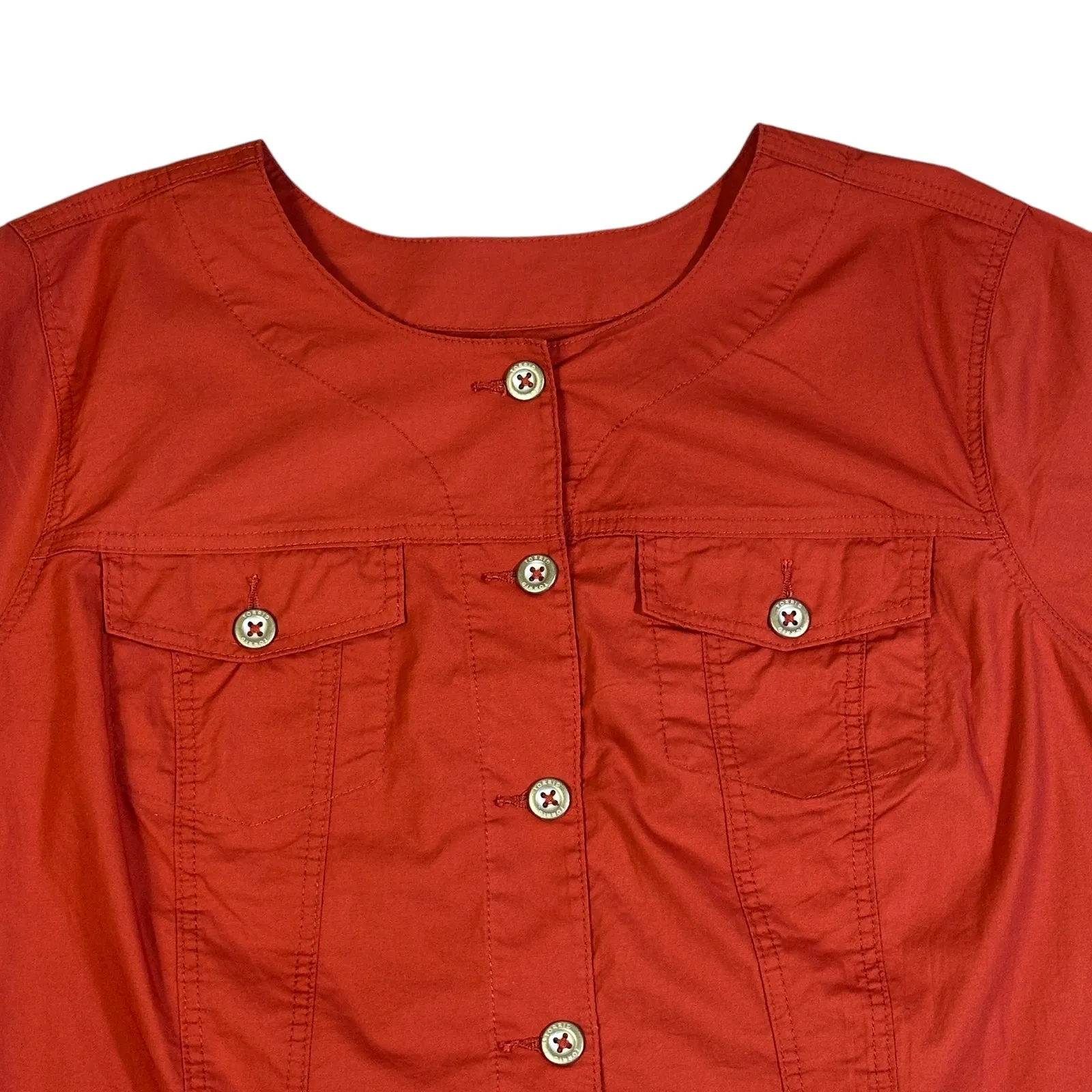 NWT Torrid Poplin Collarless Bolero Jacket Women's 5X Red Cotton Button Front - Image 3