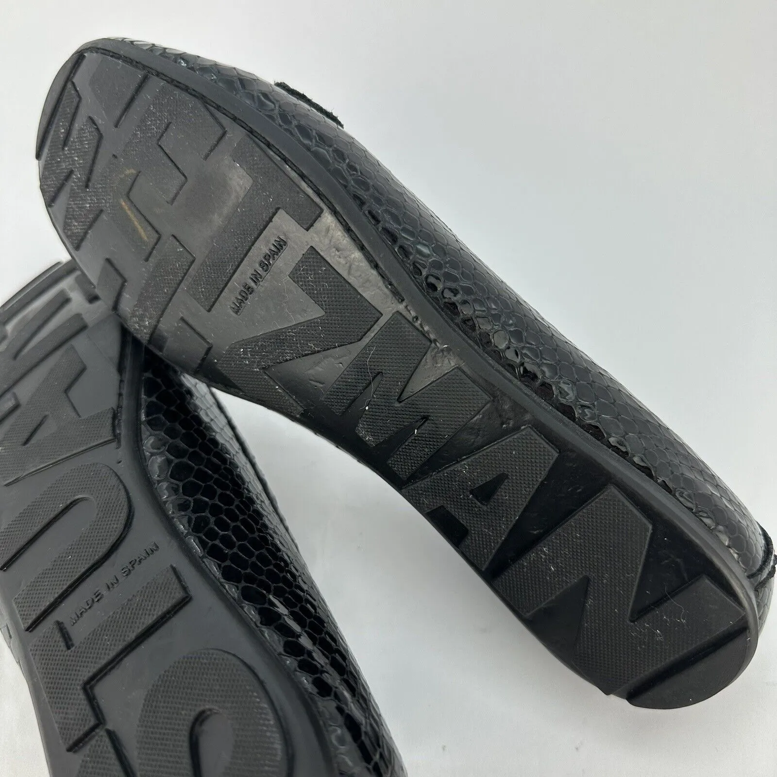 Stuart Weitzman Women’s  Black Leather Snake Skin Loafers Buckle - Image 11