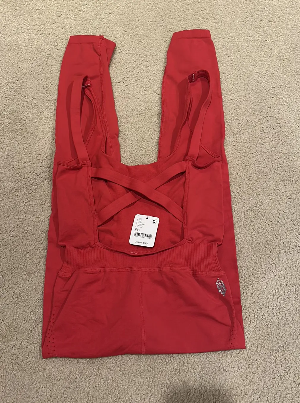 Free People Movement Good Karma Onesie Teaberry / B Red XS/S - Image 2